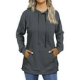 thumbnail image 1 of TEMOFON Womens Hoodies Drawstring Casual Long Sleeve Sweatshirts Fashion Split Hem Tops with Kangaroo Pockets, 1 of 7
