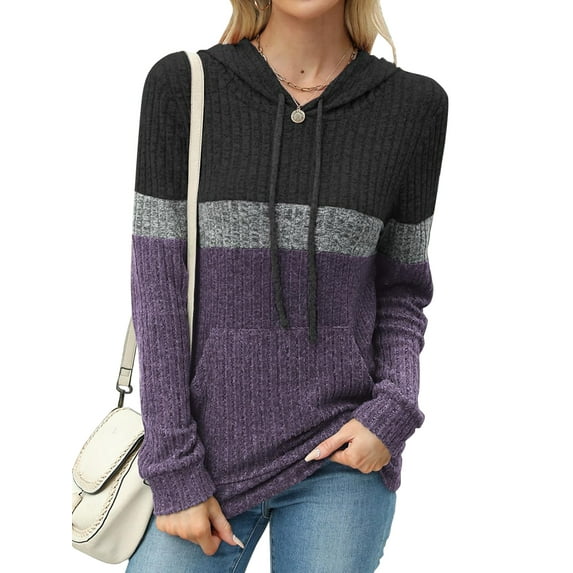 TEMOFON Hoodies for Women Long Sleeve Pullover Sweatshirts Casual Fall Tunic Tops with Pocket Drawstring Hooded Sweaters Winter Clothes