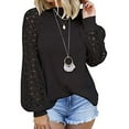 thumbnail image 1 of TEMOFON Womens Long Sleeve Tops Hollow Out Sleeve Fall Casual Loose Blouses Solid Black T Shirts, 1 of 3