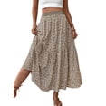 thumbnail image 1 of TEMOFON Womens Maxi Skirt Tiny Floral Casual Elastic Waist With Pockets Ruffled Hem Ladies A-Line Long Skirts for womens clothes Summer, 1 of 7