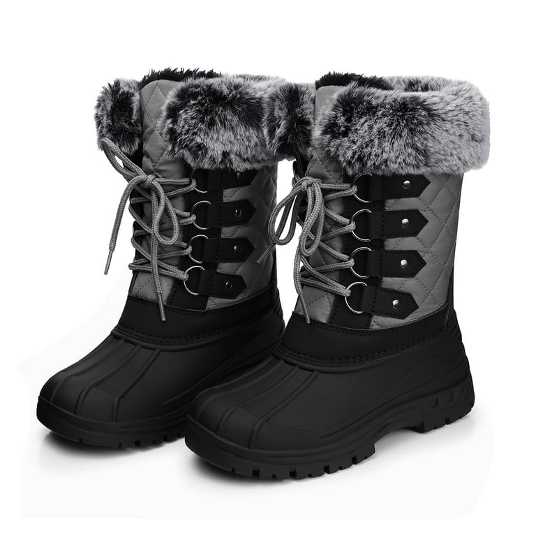 TEMOFON Womens Outdoor Anti-Slip Hiking Boots Warm Faux Fur Lined - Main Image