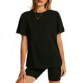 thumbnail image 1 of TEMOFON Womens Shirts Summer 100% Cotton Crew Neck Short Sleeve T Shirts for Women Casual Loose Fit Soft Basic Tops XL, 1 of 9
