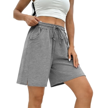 TEMOFON Womens Shorts Summer Wide Leg Athletic Shorts Casual Elastic Waist Drawstring Shorts with Pockets L