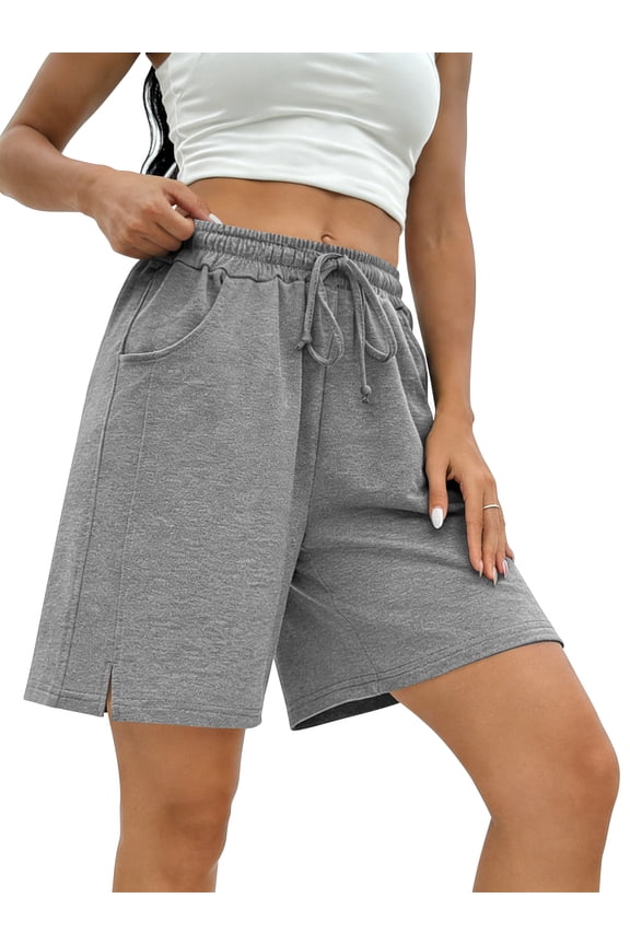 Womens Shorts Summer Wide Leg Athletic Shorts Casual Elastic Waist Drawstring Bermuda Shorts with Pockets L