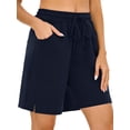 thumbnail image 1 of TEMOFON Womens Shorts Summer Wide Leg Elastic Waist Drawstring Sweat Shorts with Pockets Casual Loose Bermuda Shorts 2XL, 1 of 8