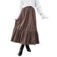 thumbnail image 1 of TEMOFON Womens Skirts Midi Plaid Maxi Skirts for Women Elastic High Waist with Pockets A Line for Fall Tartan Clothes Flowy M, 1 of 9