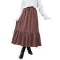 thumbnail image 1 of TEMOFON Womens Skirts Midi Vintage Plaid Elastic High Waist with Pockets Maxi A Line for Fall Tartan Tiered Clothes Flowy Winter S, 1 of 9