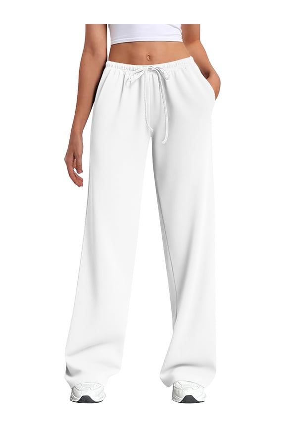 Sweatpants for Summer Womens Thin Sweat Pants Wide Leg Sweatpants Drawstring Elastic Low Waist Pants with Pockets