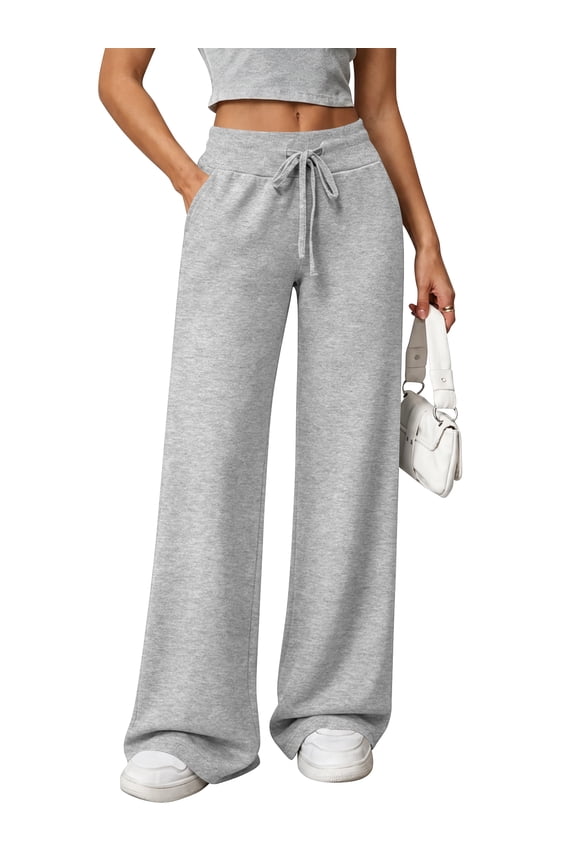 Womens Wide Leg Sweatpants Baggy Pants Fashion Drawstring Athletic Joggers with Pockets