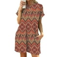 thumbnail image 1 of TEMOFON Womens Summer Dresses Casual Short Sleeve Mini Dresses for Womens Clothes Comfy Short Sleeve Loose Fit Shirt Dress Boho Floral Print Swing Vacation Holiday Summer Dresses, 1 of 9