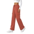 thumbnail image 1 of TEMOFON Womens Sweatpants Cargo Wide Leg Elastic Waistband Fall Pants Women with Pockets Baggy Drawstring Winter Clothes Red S, 1 of 9