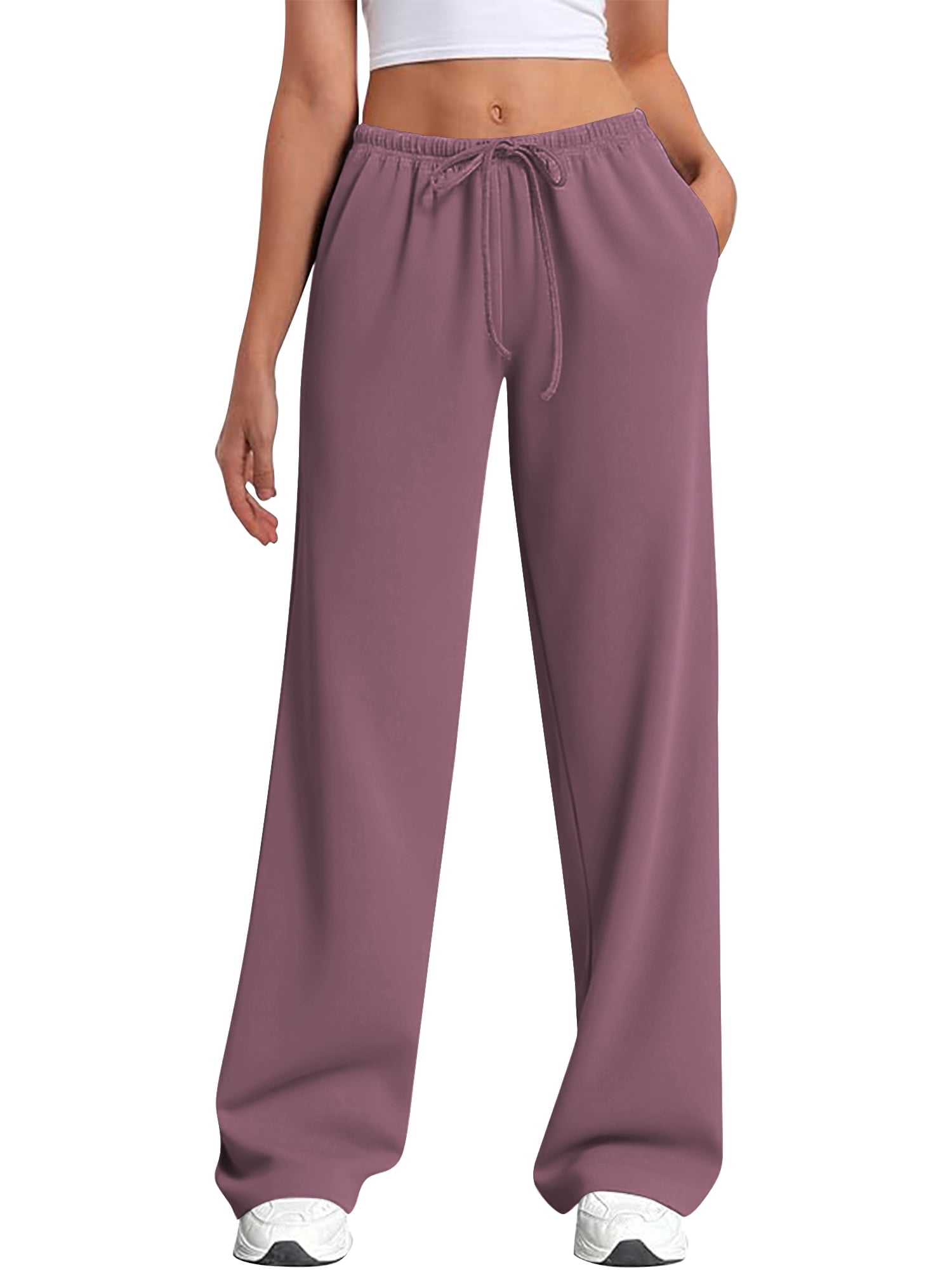 TEMOFON Womens Straight Leg Low rise Sweat Pants Wide Leg