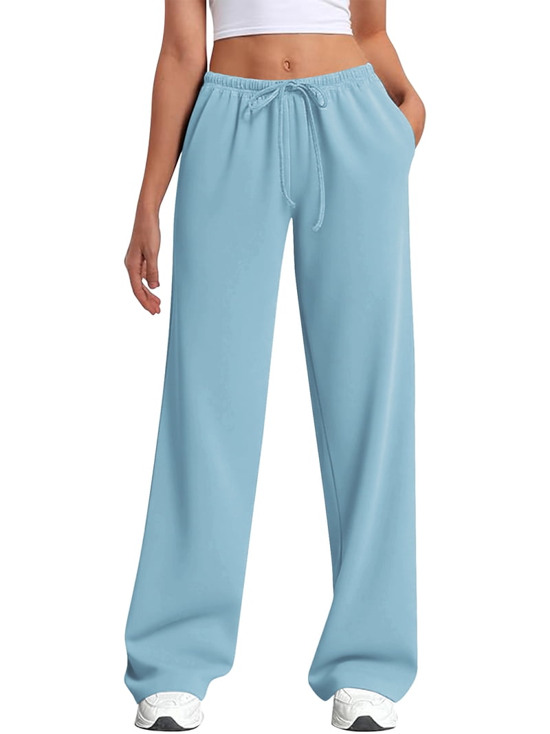 TEMOFON Womens Straight Leg Low rise Sweat Pants Wide Leg
