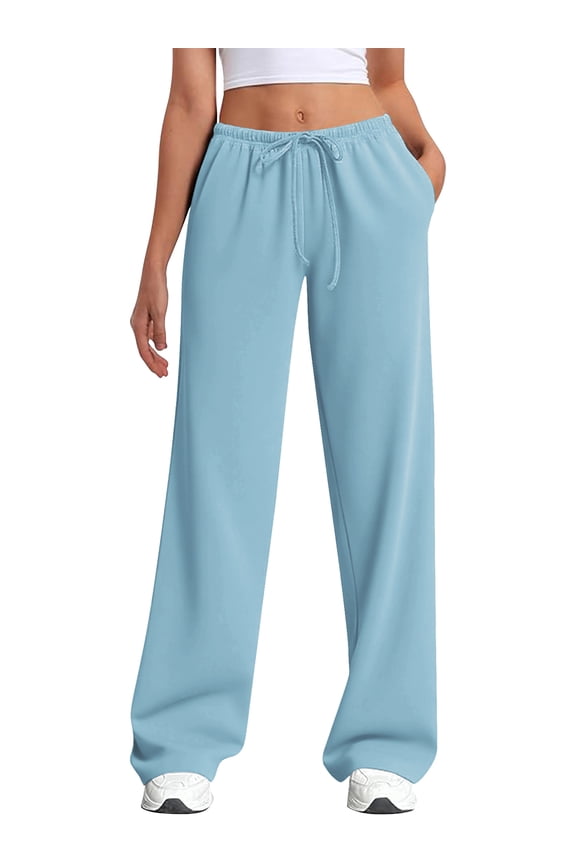 Womens Sweatpants Drawstring Elastic Low Waist Pants Straight Leg Low Rise Sweatpants Pants for jogger Coffee Sweatpants with Pockets