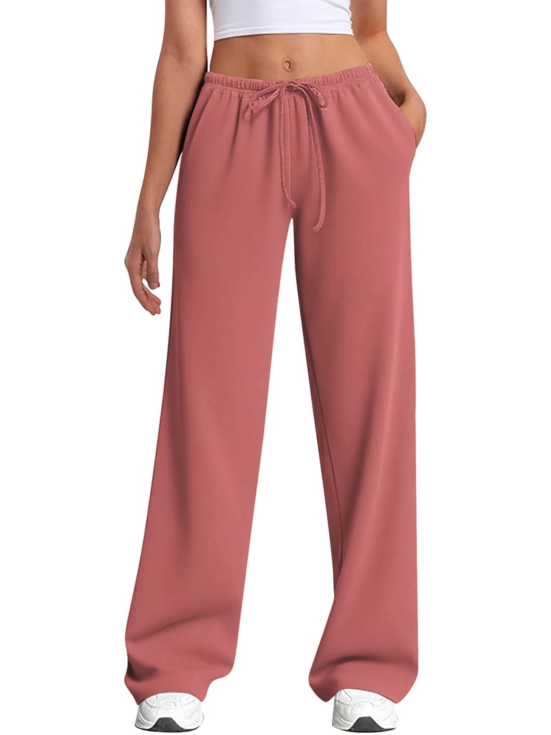 TEMOFON Womens Straight Leg Low rise Sweat Pants Wide Leg