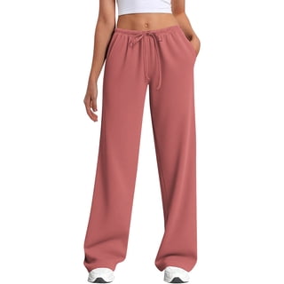TEMOFON Womens Straight Leg Low rise Sweat Pants Wide Leg Sweatpants Drawstring Elastic Low Waist Pants with Pockets