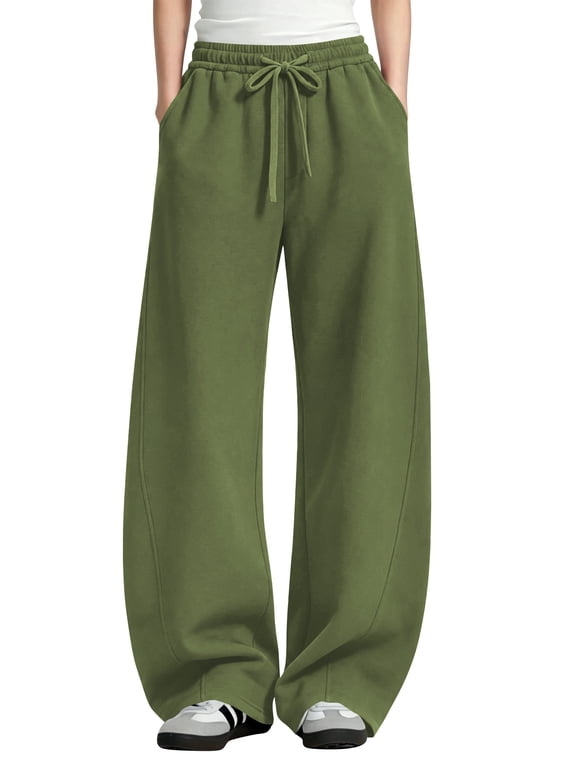 Womens Sweatpants Fall Wide Leg Sweat Pants Baggy Casual Barrel Pants with Pockets