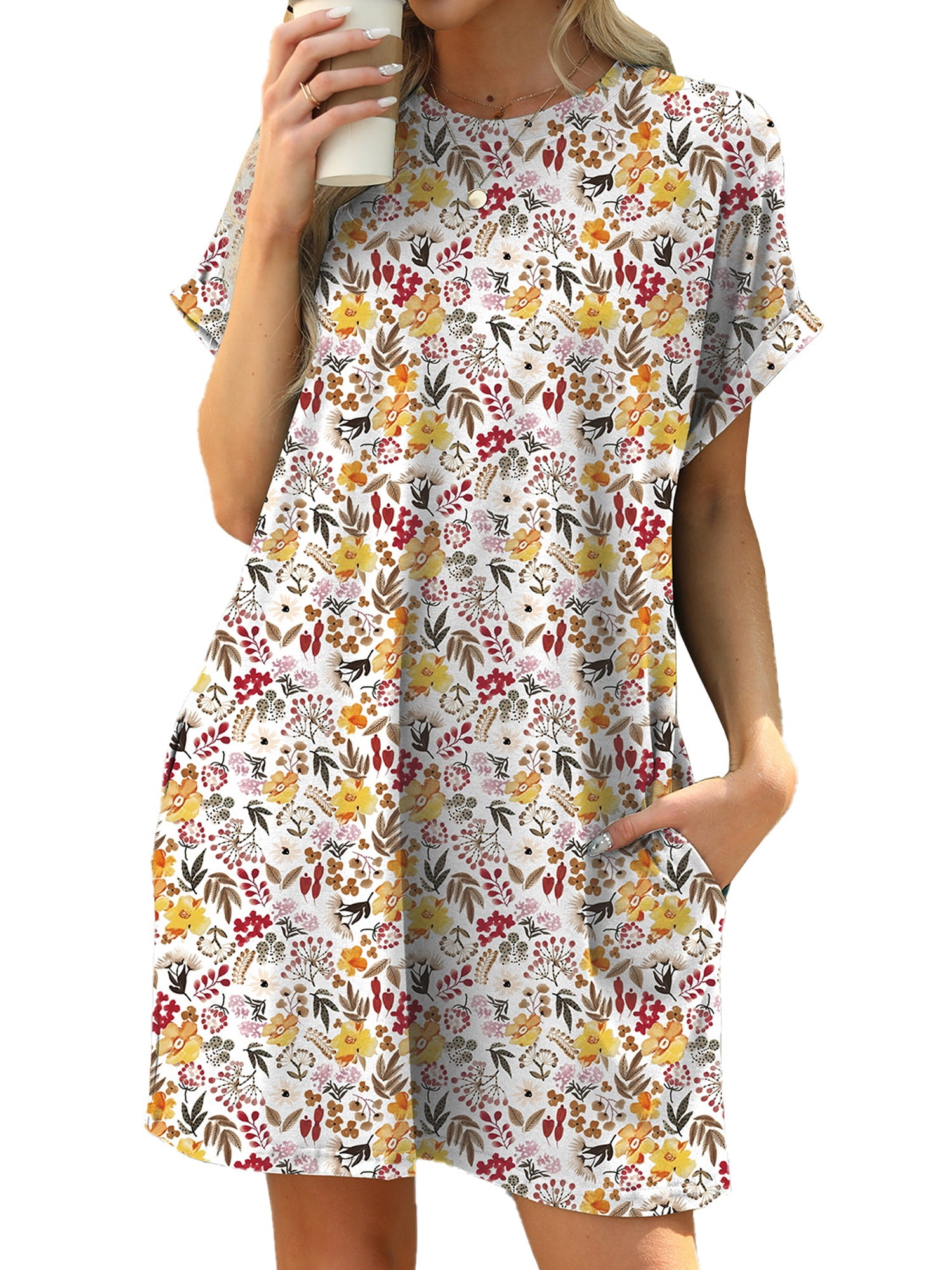 Summer Design 02 on Floral T-Shirt Dress – Boho Chic Style for Everyday Comfort