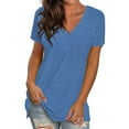 thumbnail image 1 of TEMOFON Womens T-Shirts Summer Short Sleeve Blouses Comfy Fashion V Neck Tops Trendy Loose T-Shirts for Women, 1 of 6