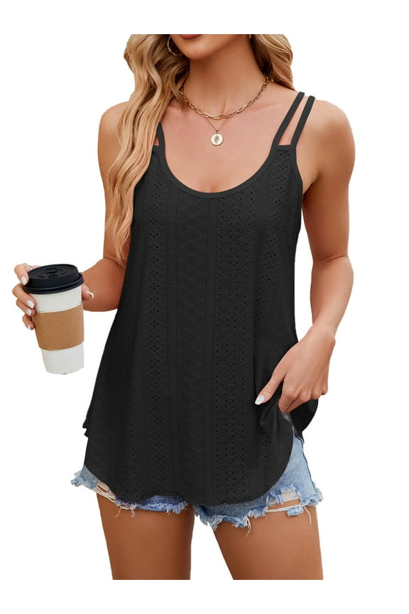 Womens Tank Tops Plus Size Backless Vest Summer Loose Fit Scoop Neck Shirts Ladies Casual Black Sling Top Woman 2024