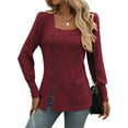 thumbnail image 1 of SHIBEVER Tops for Womens Fall Sweaters Long Sleeve Shirts Square Neck Winter Lightweight Sweaters for Women Tops Knit Ribbed Dressy Casual Tunic Tops Button Blouse, 1 of 1