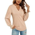 thumbnail image 1 of TEMOFON Womens Tops Long Sleeve Shirts Fall Casual V-neck T-Shirts Loose Puff Long Sleeve Tops Tunic Flowy Blouses Dressy Lightweight Pullover Sweatshirts, 1 of 5