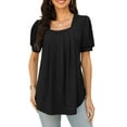 thumbnail image 1 of TEMOFON Womens Tops Summer Dressy Casual Square Neck Tshirts Puff Short Sleeve Shirts Fashion Summer Tops Blouses Clothes, 1 of 1