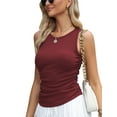 thumbnail image 1 of TEMOFON Womens Tops Summer Ribbed Tank Tops for Women Crew Neck Basic Sleeveless Tank Tops Workout Athletic for Ladies Red L, 1 of 9
