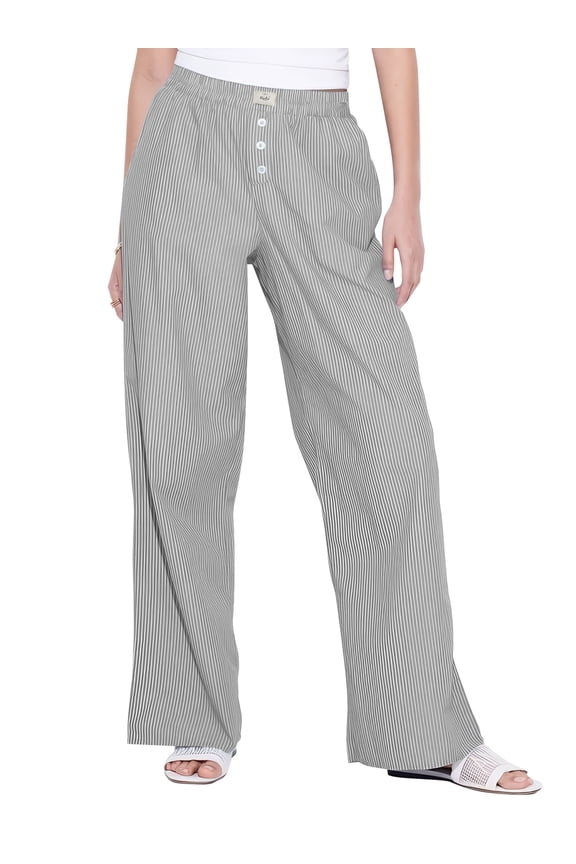 Womens Wide Leg Striped Pants Casual Comfy Palazzo Lounge Trousers Loose Fit Lightweight Soft Pants XL
