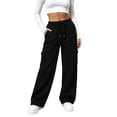 thumbnail image 1 of TEMOFON Womens Wide Leg Sweatpants High Waisted Baggy Cargo Pants Fashion Drawstring Athletic Joggers with pockets, 1 of 11