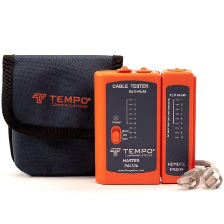 TEMPO PA1574 RJ45 Network Cable Tester | Telephone & Ethernet Cable Tester | Continuity Tester for RJ45, RJ11, RJ12 | CAT5, CAT5E, CAT6 (Professional Grade)