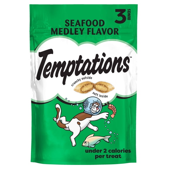 Temptations Cat Treats, Classic Crunchy and Soft Cat Treats, Seafood Medley Flavor, 3 oz. Pouch