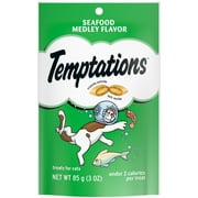 Temptations Classic Seafood Medley Flavor Crunchy And Soft Treats For Cats, 3 Oz Pouch