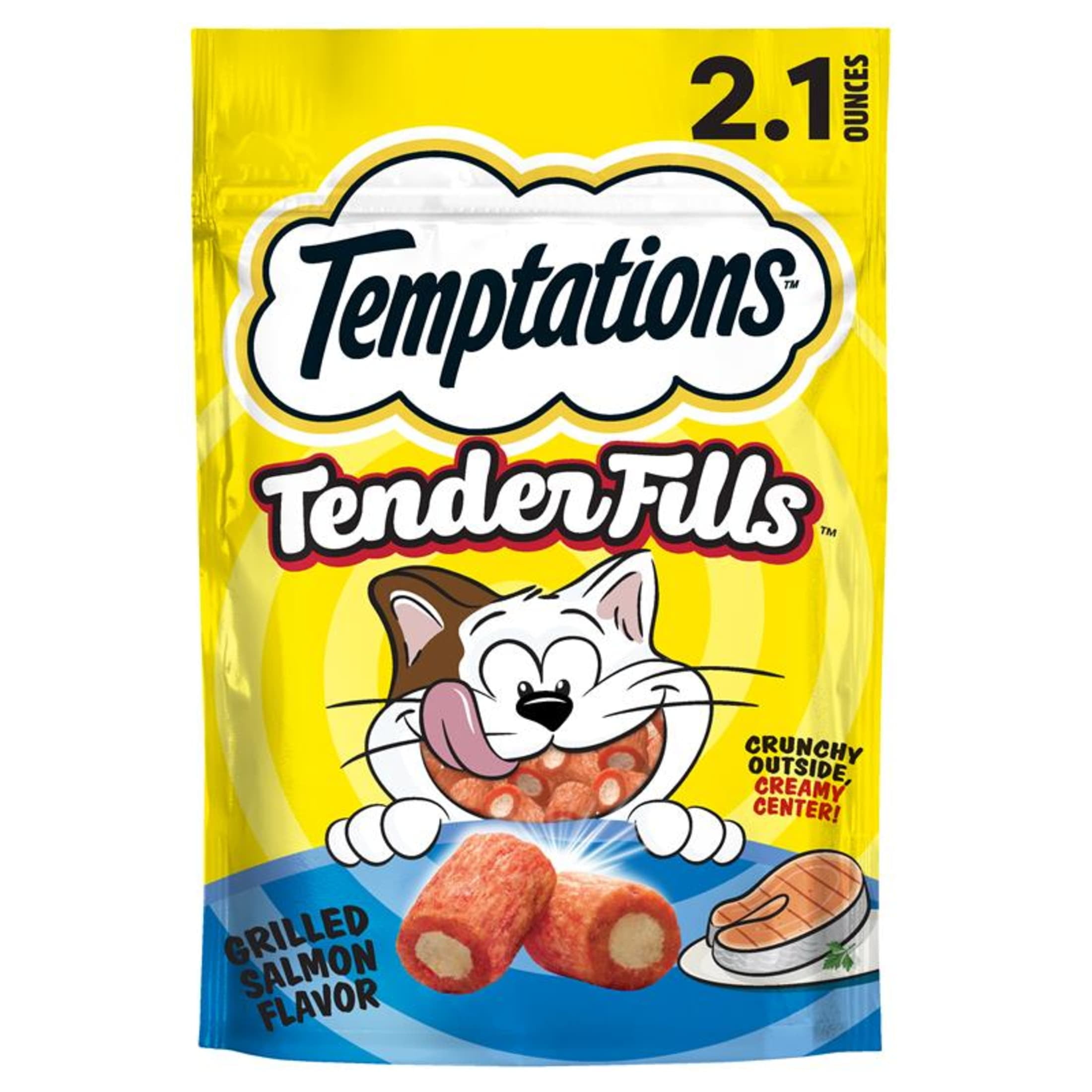 Temptations Tender Fills Grilled Salmon Flavor Soft Chew Treats for Adult Cats, 2.1 Oz Pouch