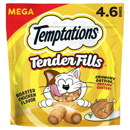 Temptations Tender Fills Roasted Chicken Flavor Crunchy And Soft Adult Treats For Cats, 4.6 Oz Pouch