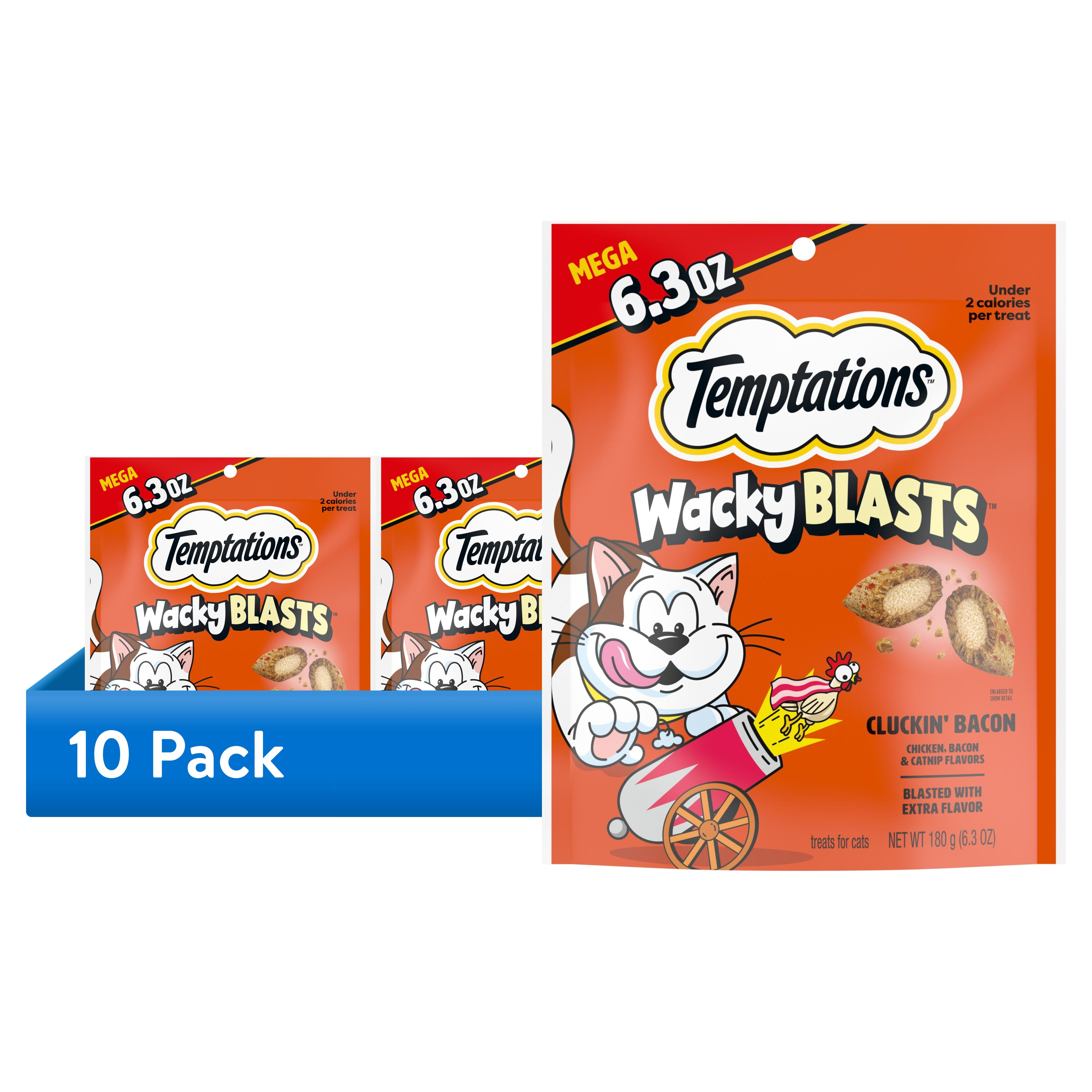(10 pack) Temptations Cat Treats Wacky Blasts, Cluckin’ Bacon Flavor, 6.3 oz. Pouch (10 pack)