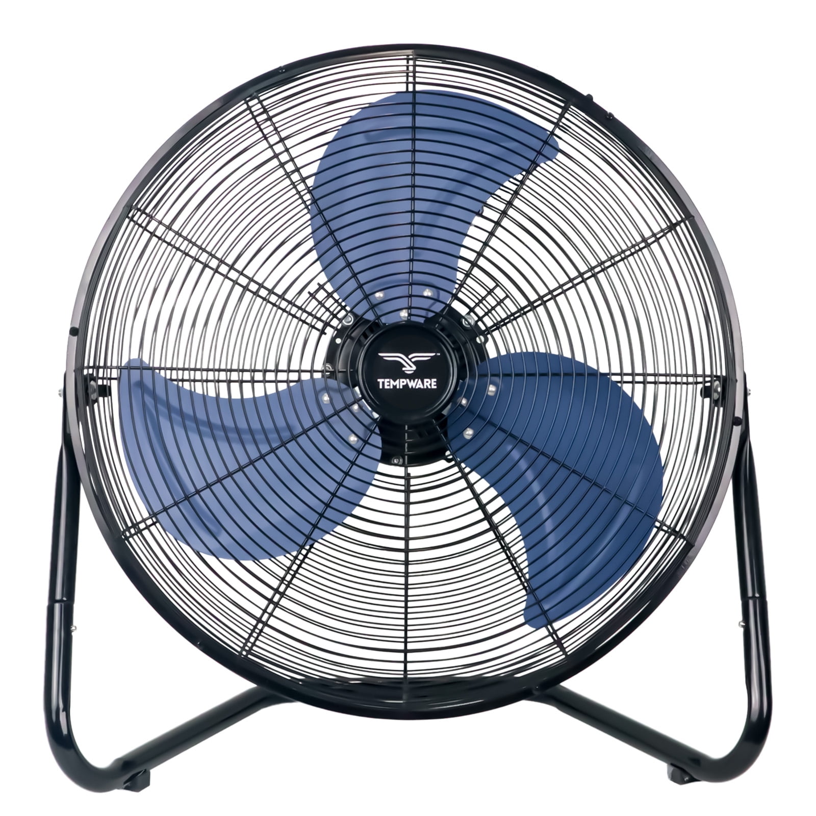 TEMPWARE 20 inch High Velocity Industrial Floor Fan, 3-Speed Heavy Duty Metal Cradle Floor Fans for Garage, Blue New