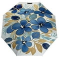 thumbnail image 1 of TEMU Blue Floral Print Rain Umbrella Sun Protection Sun Umbrella Parasol Folding Umbrella Black Glue, 1 of 9
