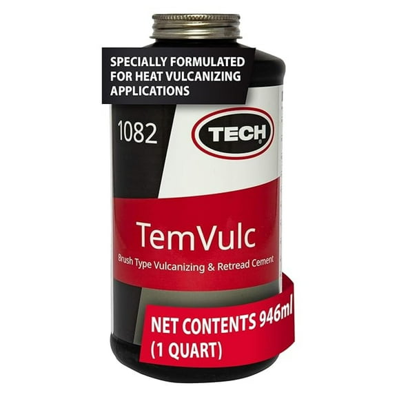 TEMVULC Black Cement - Tire Repair Bonding Cement (1qt) - Heat Vulcanizing, Tread & Sidewall Repair, Truck & Farm Tire Kit, Fast Drying