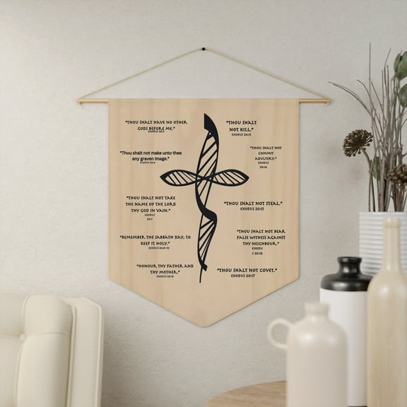 TEN COMMANDMENTS wall pennant,Christian wall art, Christian gift