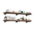 thumbnail image 1 of TEN49 Industrial Rustic Wood Wall Shelf - 60" Espresso Real Wooden Shelving w/ 1.8" Extra Thickness - Modern Interior Decor Floating Shelves w/ Pipe Brackets - Farmhouse Style Bookshelf - Set of 2, 1 of 1