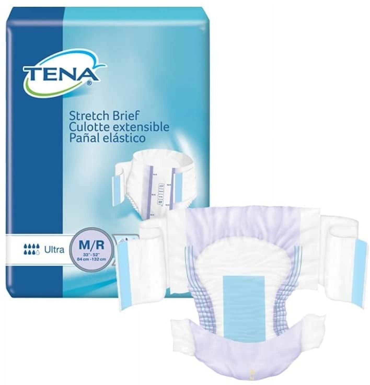 TENA 67802 Stretch Ultra Absorbency Brief, Medium 33 to 52 Inch, Case of 72
