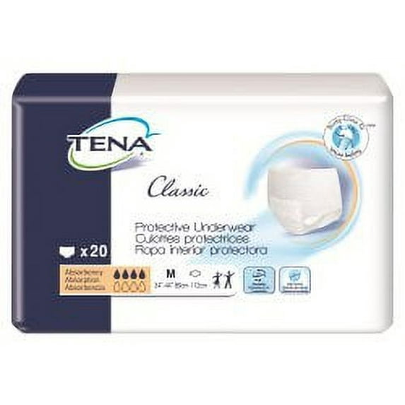 TENA Classic Adult Underwear Pull On Medium Disposable Moderate Absorbency, 72513 - Pack of 20