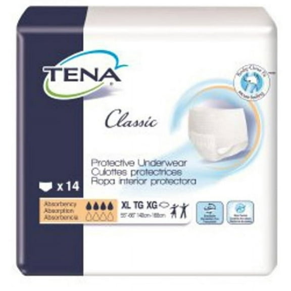 TENA Classic Adult Underwear Pull On X-Large Disposable Moderate Absorbency, 72516 - Pack of 14