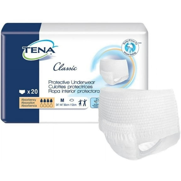 TENA Classic Underwear, Disposable, Moderate Absorbency, Medium, 20 Count