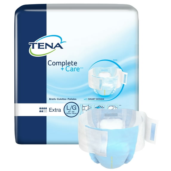 TENA Complete + Care Adult Incontinence Brief L Moderate Absorbency Extra, 69970, Extra, 24 Ct
