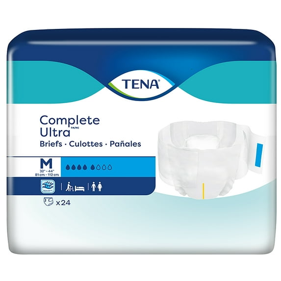 TENA Complete Ultra Adult Incontinence Brief M Moderate Absorbency 67322, 72 Ct