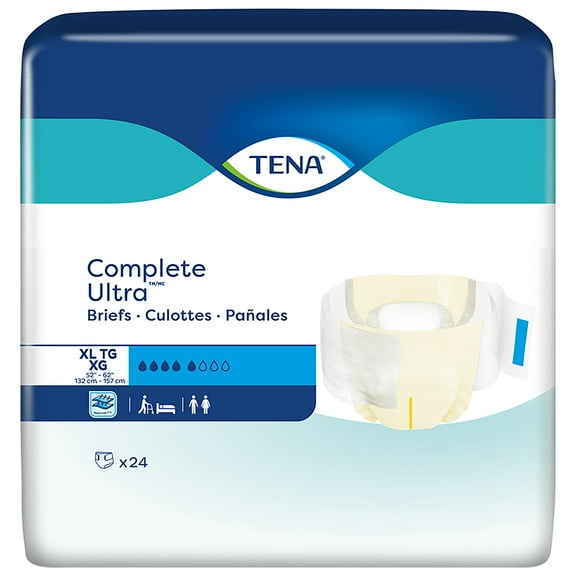 TENA Complete Ultra Adult Incontinence Brief XL Moderate Absorbency 67342, 24 Ct