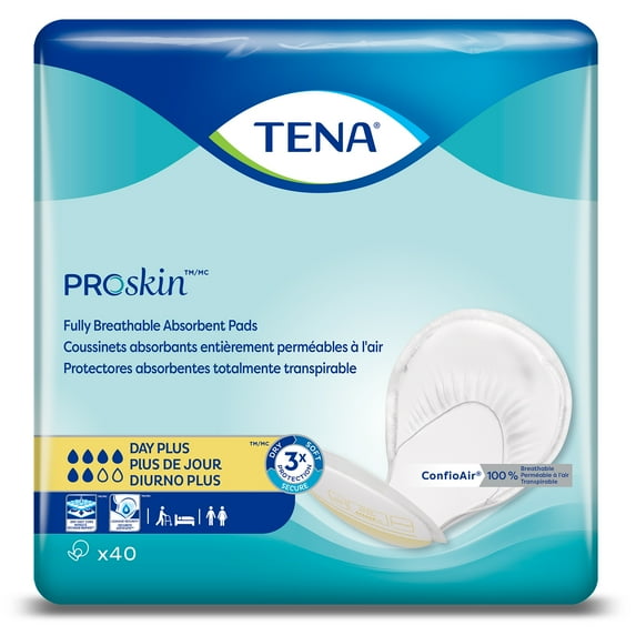 TENA Day Plus Heavy Absorbency Unisex Incontinent Pad, 40 Ct