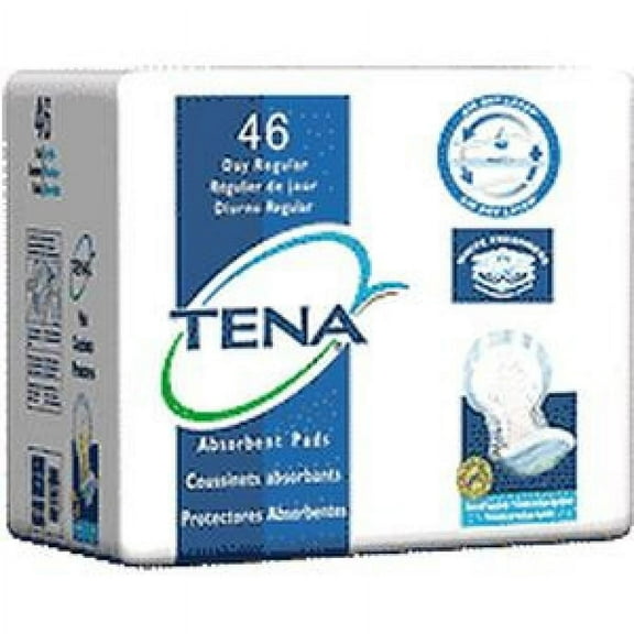 TENA Day Regular Incontinence Pad, Unisex, 24 Inch Length, Moderate Absorbency, 46 Count